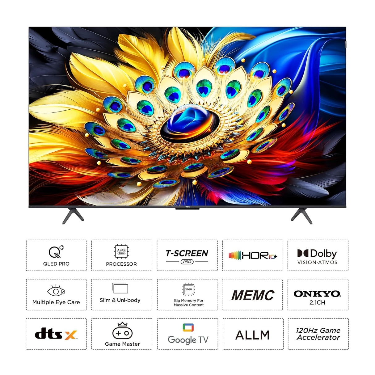 TCL 139 cm (55 inches) 4K Ultra HD Smart QLED Google TV 55C655 (Black)