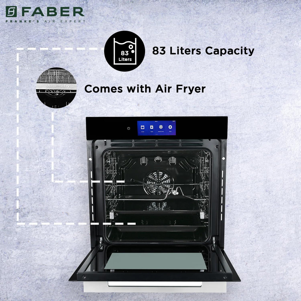 Faber 83L Built-In Microwave Oven with Built in oven with 18 functions | Auto Cook Menus & Auto Power Off Protection, Defrost & Combination Cooking | 1 Yr Warranty | FBIO 83L 18F TFT BK N