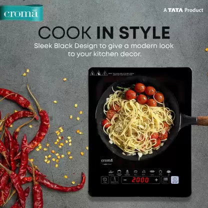 Croma 2000 W Induction Cooktop Touch Panel  (Black, 2000W (CRSKAH802sIC20))